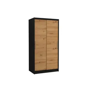 Šatní skříň s posuvnými dveřmi Aspen 100 cm černá/dub Artisan vyobraziť