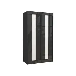Šatní skříň s posuvnými dveřmi Karena 120 cm černá/bílá vyobraziť