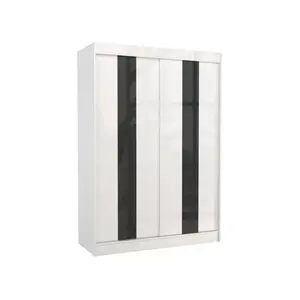 Šatní skříň s posuvnými dveřmi Karena 150 cm bílá/černá vyobraziť