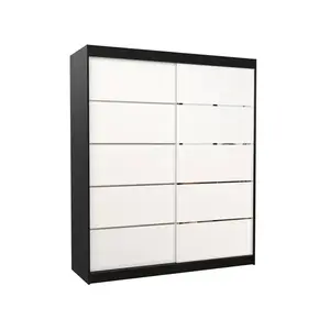 Šatní skříň s posuvnými dveřmi Spec 180 cm bílá/černá vyobraziť