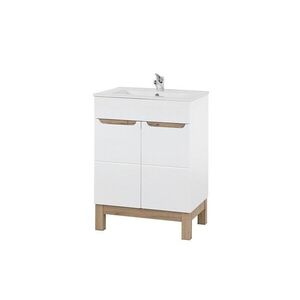 Skrinka pod umývadlo Bali so zápustným umývadlom 60 cm biela/dub wotan vyobraziť