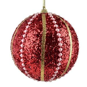Vianočná guľa SANTA LILA Festiva 10 cm červená vyobraziť