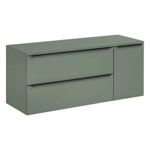 Závěsná skříňka pod umyvadlo Sombra Green s košem na prádlo a deskou 140 cm reed green vyobraziť