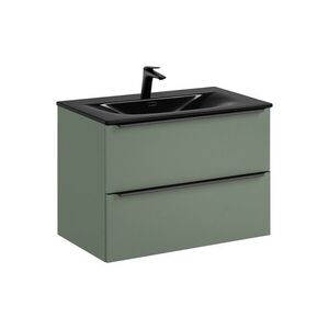 Závěsná skříňka Sombra Green Sky se zápustným umyvadlem a baterií 80 cm reed green vyobraziť
