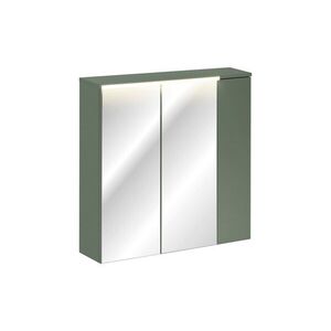 Závěsná zrcadlová skříňka Sombra Green s horní skříňkou a LED osvětlením 80 cm reed green vyobraziť