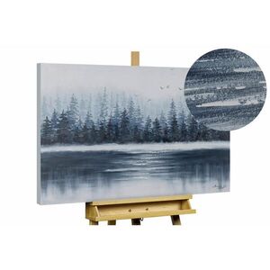 KUNSTLOFT RUČNE MAĽOVANÝ AKRYLOVÝ OBRAZ 100/75 cm, modrý/biely, abstraktný geometrický motív vyobraziť