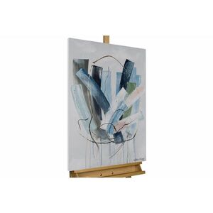KUNSTLOFT RUČNE MAĽOVANÝ AKRYLOVÝ OBRAZ 60/90 cm, modrý/sivý, abstraktný dekoratívny motív vyobraziť