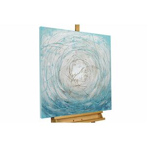 KUNSTLOFT RUČNE MAĽOVANÝ AKRYLOVÝ OBRAZ 80/80 cm, modrý/biely, abstraktný geometrický motív vyobraziť