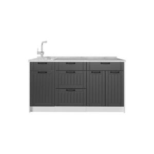 Vicco KUCHYNSKÝ BLOK Fame-Line, Tmavo-sivá/biely, 150 cm, AP Marble vyobraziť