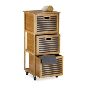 Relaxdays VOZÍK Prírodná farba bambus 3 zásuvky 92 cm vyobraziť