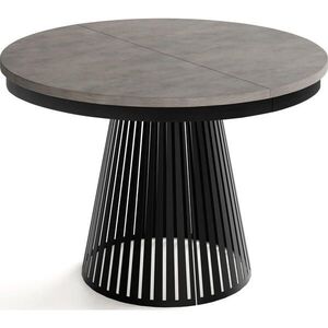 WFL GROUP JEDÁLENSKÝ STÔL Naro Okrúhly Rozkladací s Čiernou Lamelovou Podnožou, Betón Tmavosivý Chicago 100-176/100/76 cm vyobraziť