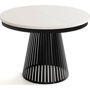 WFL GROUP JEDÁLENSKÝ STÔL Naro Okrúhly Rozkladací s Čiernou Lamelovou Podnožou, Kašmír 120-196/120/76 cm vyobraziť