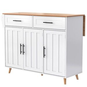 Redom KUCHYNSKÝ ostrovček 129/46(71)/91, 5 cm so skladacou doskou, úložným priestorom a kolieskami, MDF, Biela vyobraziť