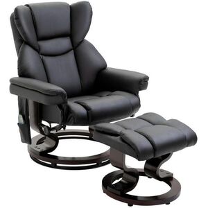Redom RELAXAČNÉ kreslo 82/79/101 cm s masážou, polohovaním 145° a podnožkou z imitácie kože, Čierna vyobraziť