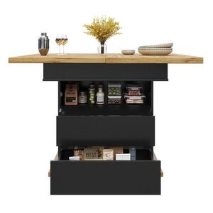 Redom JEDÁLENSKÝ stôl 110-140/80/75 cm, rozkladací s úložným priestorom a magnetickým zatváraním, čierna/prírodná vyobraziť