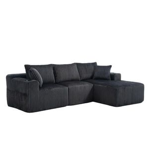 Redom SEDACIA súprava 257/90-160/62 cm s modulárnym usporiadaním, bočnými vreckami, držiakom na nápoje a 5 vankúšmi, Sivá vyobraziť