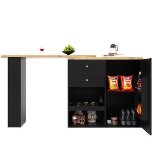 Redom BAROVÝ stôl 138/39/104 cm otočný, so 4 zásuvkami a otvorenými policami z MDF, Čierna vyobraziť