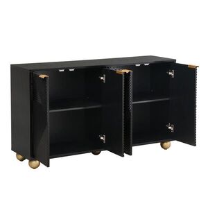 Redom SIDEBOARD 120/35/71, 5 cm s nastaviteľnými policami a zlatými detailmi, Čierna vyobraziť