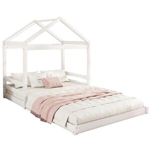 Redom DOMČEKOVÁ posteľ 140/200 cm s roštom z borovicového dreva a MDF v minimalistickom štýle, Biela vyobraziť