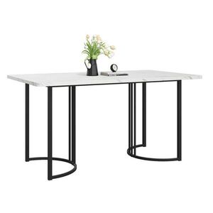 Redom JEDÁLENSKÝ stôl 140/80/75 cm s nastaviteľnými nožičkami, kovovou konštrukciou a mramorovým dekorom, Biela vyobraziť
