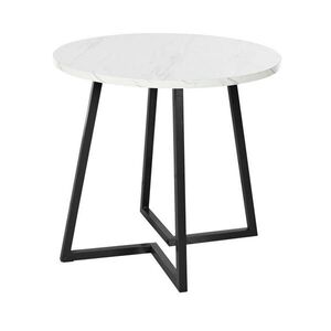 Redom JEDÁLENSKÝ stôl 80/80/75 cm okrúhly s mramorovým dekorom a kovovou podnožou, Biela vyobraziť
