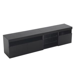 Redom TV stolík 180/35/48 cm z MDF s LED osvetlením, 3 dvierkami a vysokolesklým povrchom, Čierna vyobraziť