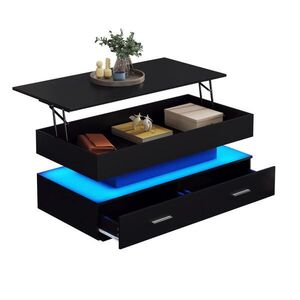 Redom KONFERENČNÝ stolík 100/50/44 cm s hydraulickým zdvihom, LED osvetlením, 2 zásuvkami a úložným priestorom, Čierna vyobraziť