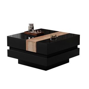 Redom KONFERENČNÝ stolík 70/70/39 cm z MDF s výsuvnou doskou a skrytým úložným priestorom, Čierna vyobraziť