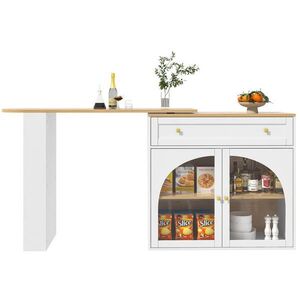 Redom BAROVÝ stôl 138-204/39/104 cm z MDF s 360° otočnou doskou a úložným priestorom, Biela vyobraziť