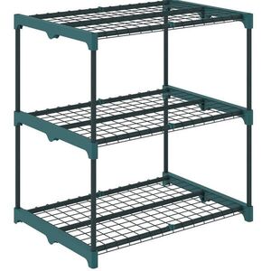 Redom STOJACÍ regál 68/49/72 cm s tromi úrovňami, stabilná oceľová konštrukcia a nosnosť 10 kg, Tmavozelená vyobraziť