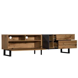 Redom NÍZKA komoda 180/38/50 cm s 2 zásuvkami, push-open dvierkami a veľkým úložným priestorom, Čierna/sivá vyobraziť