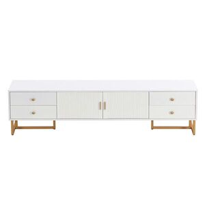 Redom TV skrinka 175/30/46 cm z MDF so 4 zásuvkami a 2 dvierkami, Biela vyobraziť
