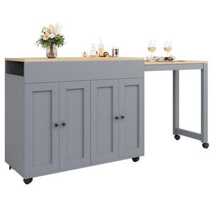 Redom BAROVÝ stôl 117-180/50/94, 6 cm rozkladací z MDF so 6 priehradkami a úložným priestorom, Sivá vyobraziť