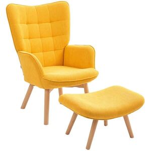 Redom KRESLO ušiak 72/80/101 cm s podnožkou, polyester v kordovom vzhľade, bukové nohy, Oranžová vyobraziť