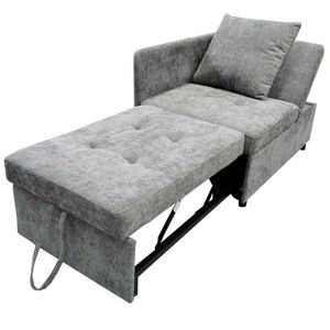 Redom ROZKLADACIA pohovka 177/68/65 cm s 3 v 1 dizajnom, 5-stupňovo nastaviteľným operadlom a vankúšom, Sivá vyobraziť
