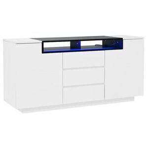 Redom KOMODA 140/40/68 cm s LED osvetlením, vysokým leskom a úložným priestorom, Biela/čierna vyobraziť