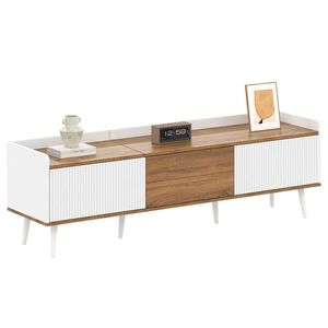 Redom TV skrinka 160/39/49, 5 cm z MDF a drevotriesky, s 3 dvierkami a zvýšenou hornou hranou, biela/prírodná vyobraziť