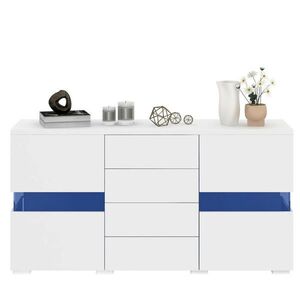 Redom SIDEBOARD 140/35/72 cm s LED osvetlením, USB napájaním a úložným priestorom, Biela vyobraziť
