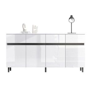 Redom SIDEBOARD 160/40/68 cm s 4 zásuvkami, 2 dvierkami a nastaviteľnými policami, Biela s čiernymi nohami vyobraziť