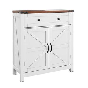 Redom SIDEBOARD 76/30/83 cm z MDF s veľkou zásuvkou, nastaviteľnou policou a doskou v dekore orecha, Biela vyobraziť