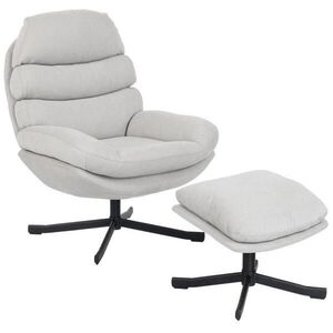 Redom RELAXAČNÉ kreslo 93/78/100 cm s podnožkou, 360° otočné, polyesterový poťah, Krémovobiela vyobraziť