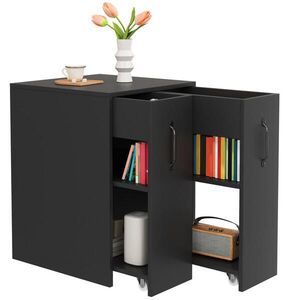 Redom SIDEBOARD 52/50/75 cm s výsuvnými bočnými zásuvkami a kolieskami, čierna vyobraziť