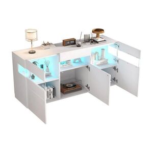 Redom SIDEBOARD 140/40, 5/66, 5 cm s LED osvetlením a vysokým leskom, 3 dvere a 7 odkladacích priestorov, Biela vyobraziť