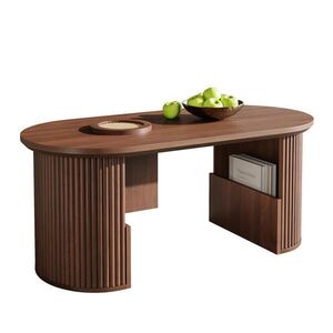 Redom KONFERENČNÝ stolík 105/50/46, 5 cm z MDF s úložnými priehradkami a oválnou doskou, Orechová vyobraziť