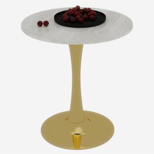 Redom PRÍRUČNÝ stolík Ø70 cm s minimalistickým dizajnom a všestranným využitím, Zlatá/Biela vyobraziť