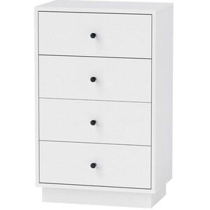 Redom KOMODA 47/29/75 cm so 4 zásuvkami, moderný minimalistický dizajn, anti-kĺzová ochrana, Biela vyobraziť