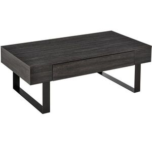 Redom KONFERENČNÝ stolík 110/60/40 cm so zásuvkou a policami, drevotrieska a oceľový rám, Tmavosivá vyobraziť