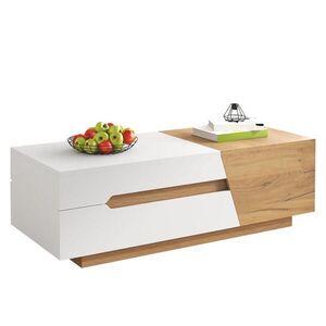 Redom KONFERENČNÝ stolík 120/50/37, 5 cm s posuvnou doskou a 2 zásuvkami, MDF, Prírodná/biela vyobraziť