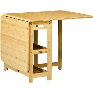 Redom JEDÁLENSKÝ stôl 149, 5/80/73, 5 cm, rozkladací so spodnými policami z bambusu, Prírodná farba dreva vyobraziť