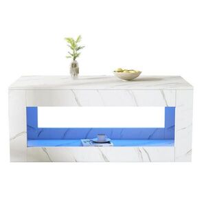 Redom KONFERENČNÝ stolík 100/50/50 cm s LED osvetlením, USB napájaním a otvoreným úložným priestorom, Biela vyobraziť